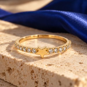 Étoile Pavé Ring, CESTELI 10K Yellow Gold