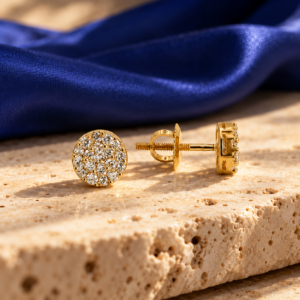Lab-Grown Diamond Cluster Studs, CESTELI 10K Yellow Gold